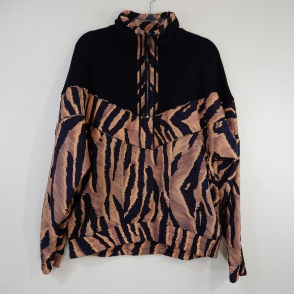 FREE PEOPLE Movement JACKET Pullover Windbreaker S Black Brown Walk the Line NEW - Picture 4 of 10